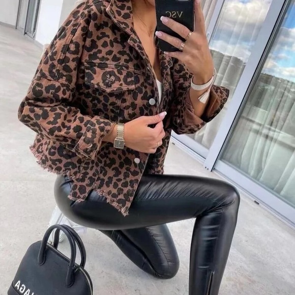 leopard women blazer distressed jacket blazer - Picture 1 of 5